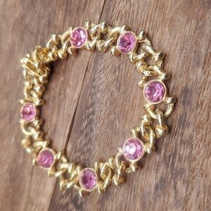 B2624 pink‎ shining sapphire gold filled tennis bracelet made in usa